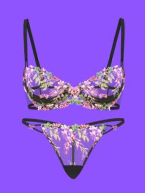 Victoria's Secret Dream Angels Wicked Unlined Wisteria Embroidery Bra 38C Set